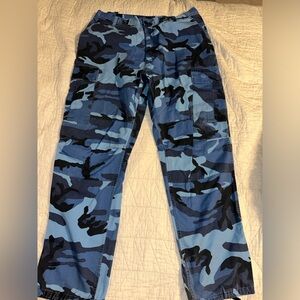 Unisex Blue Camo Cargo Pants